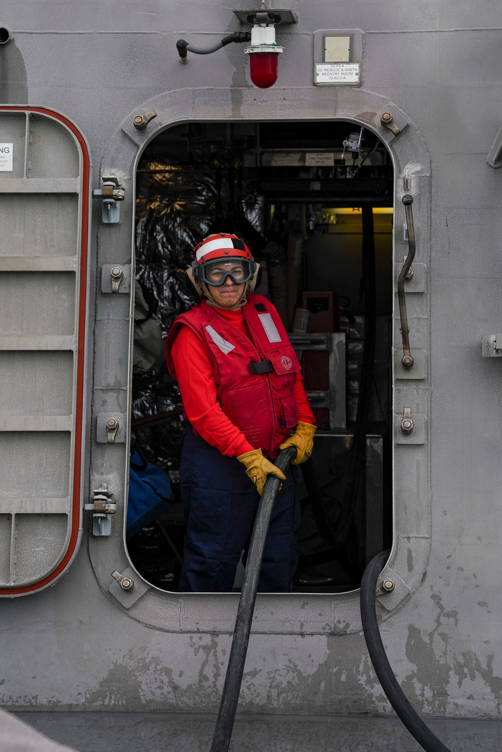 Sailors Aboard USS Oakland Conduct an Aircraft Firefighting Drill