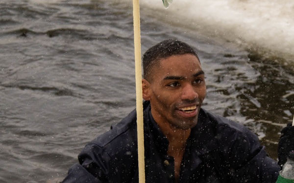 3-71 Cavalry Regiment, 1BCT, 10th Mountain Division train on what to do if a soldier breaks through ice while crossing a river during Defense Exercise North in Sodankyla Garrison, Finland, during Exercise Arctic Forge '23 on Feb. 23, 2023