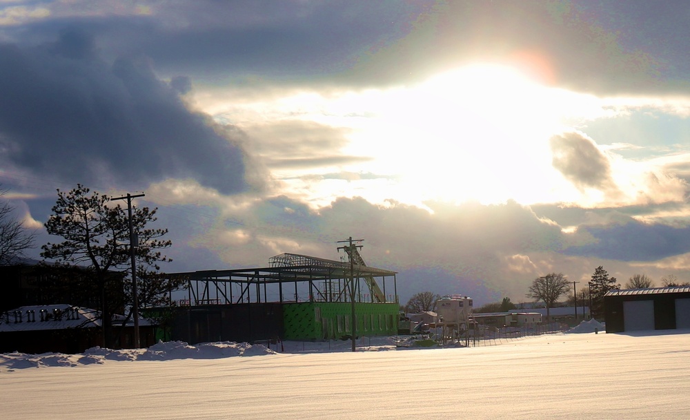 Sun sets on another day of brigade headquarters construction at Fort McCoy