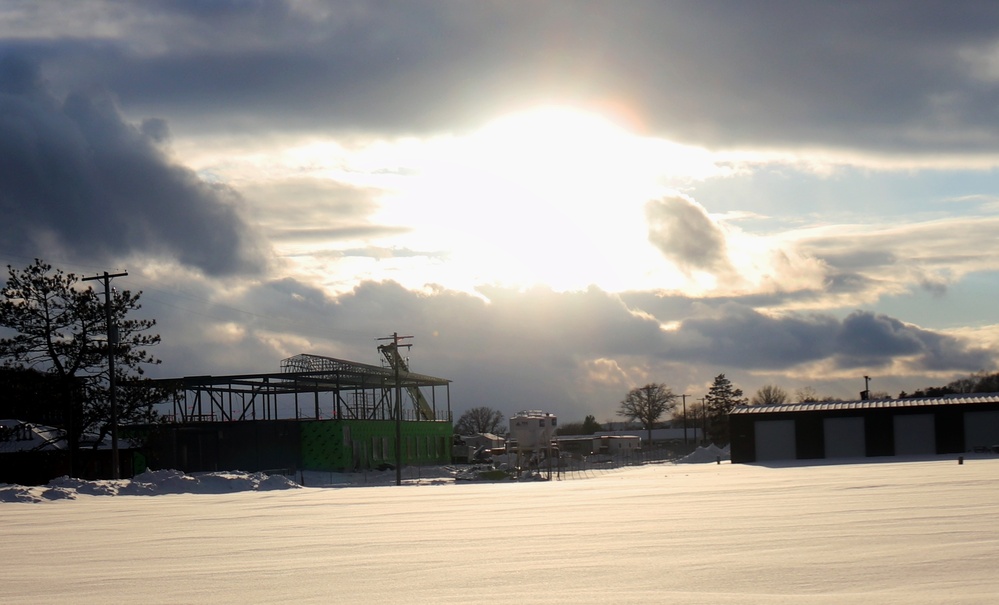 Sun sets on another day of brigade headquarters construction at Fort McCoy