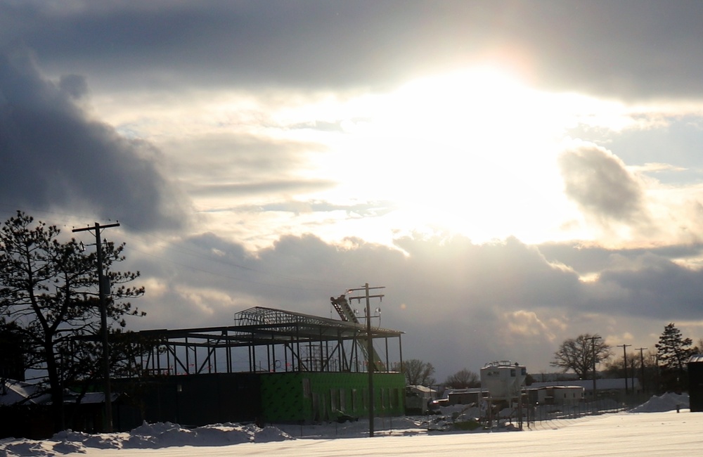 Sun sets on another day of brigade headquarters construction at Fort McCoy