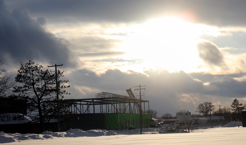 Sun sets on another day of brigade headquarters construction at Fort McCoy