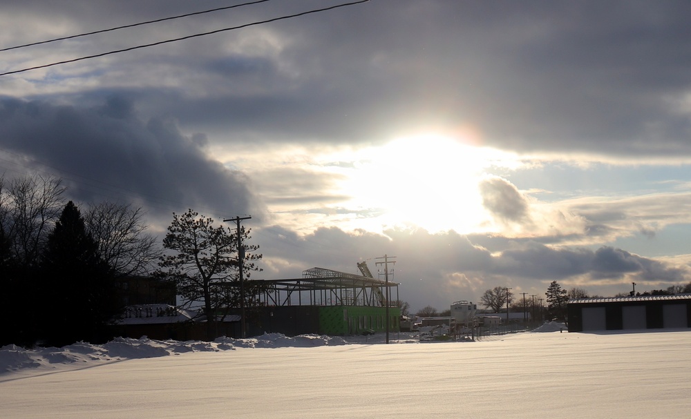 Sun sets on another day of brigade headquarters construction at Fort McCoy