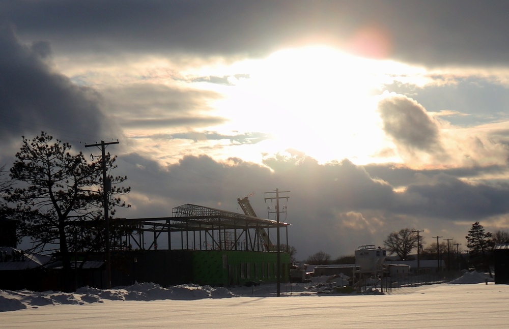 Sun sets on another day of brigade headquarters construction at Fort McCoy