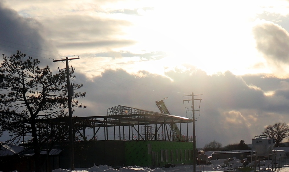 Sun sets on another day of brigade headquarters construction at Fort McCoy