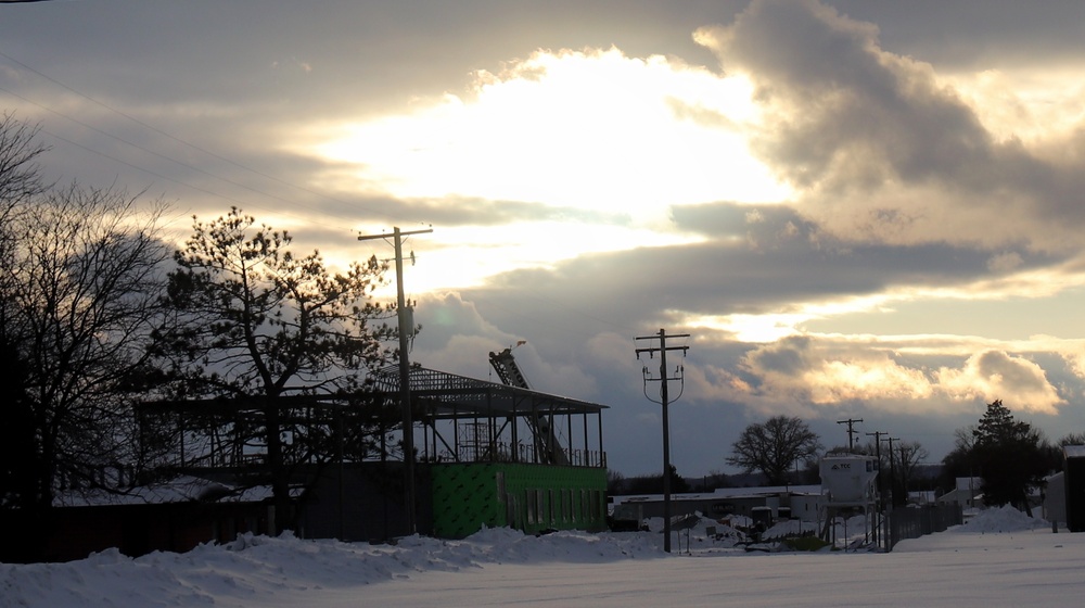 Sun sets on another day of brigade headquarters construction at Fort McCoy