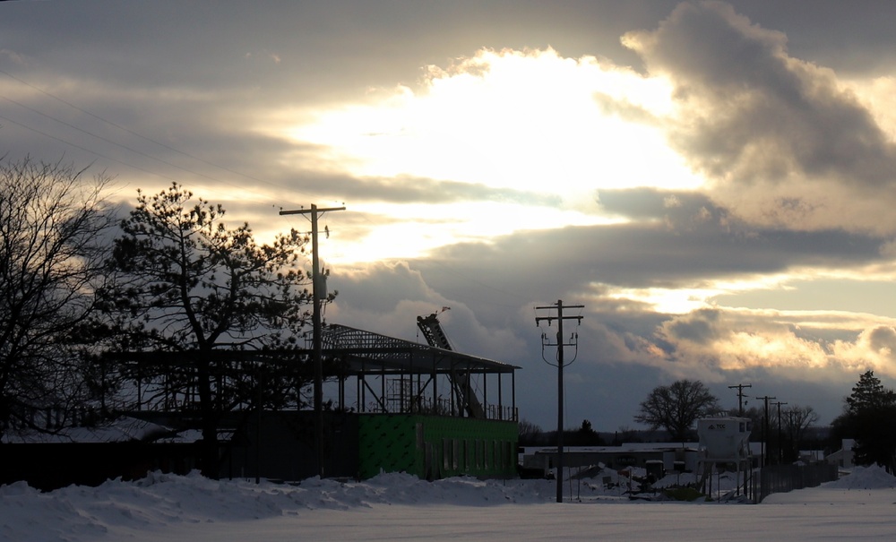 Sun sets on another day of brigade headquarters construction at Fort McCoy