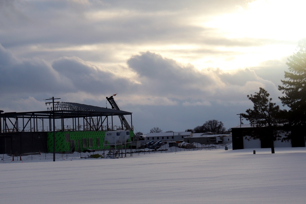 Sun sets on another day of brigade headquarters construction at Fort McCoy