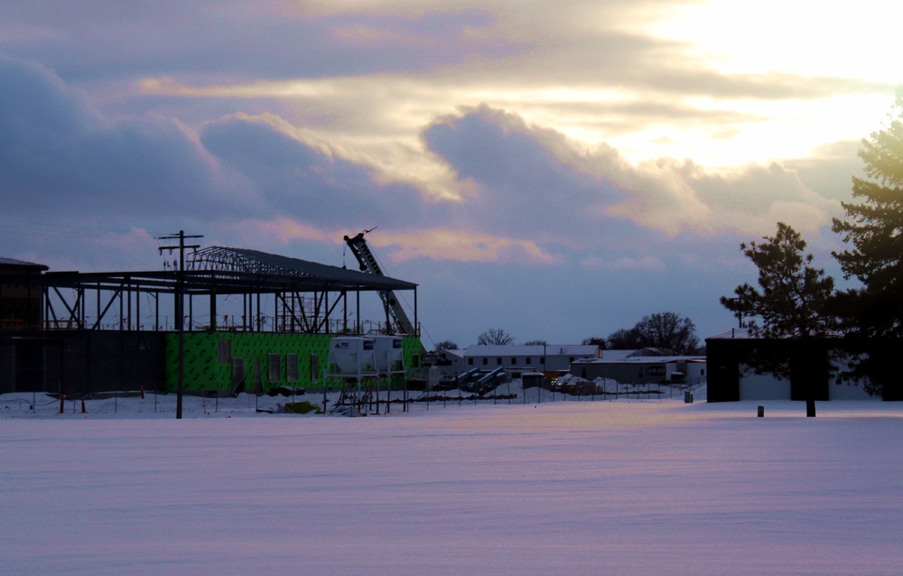 Sun sets on another day of brigade headquarters construction at Fort McCoy