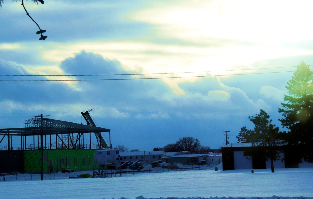 Sun sets on another day of brigade headquarters construction at Fort McCoy