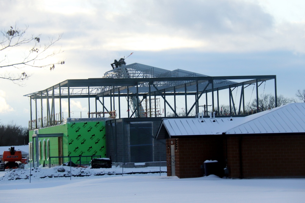 Sun sets on another day of brigade headquarters construction at Fort McCoy