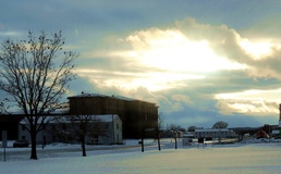 New barracks at Fort McCoy at sunset