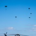 Joint special operations forces preform free falls over Blackhawk unit