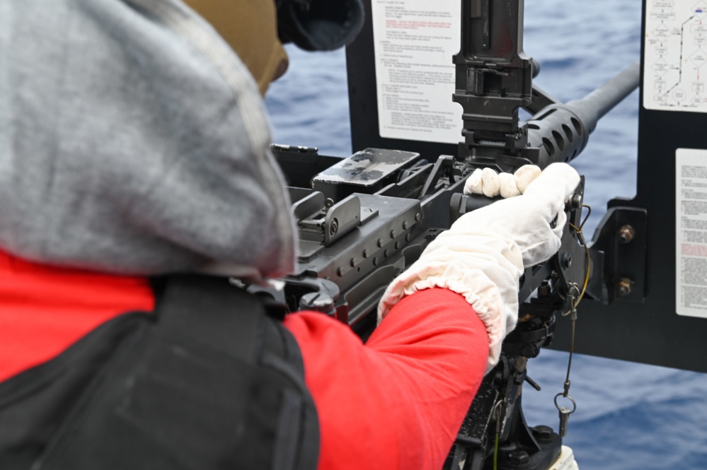 USCGC Stone conducts weapon training underway