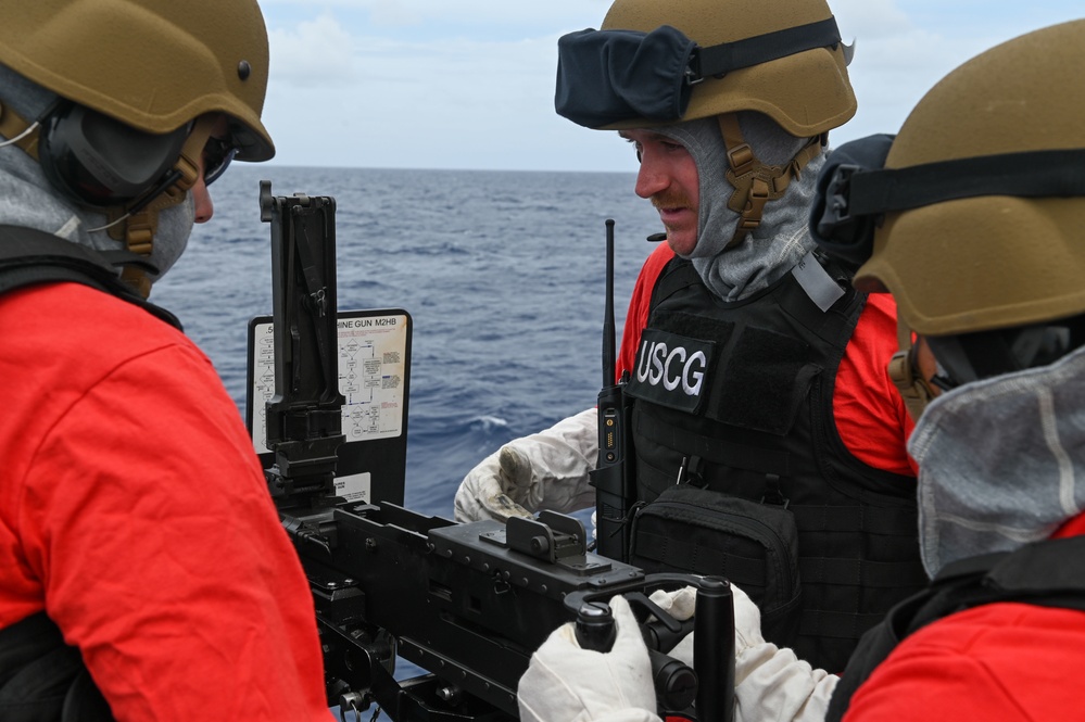 USCGC Stone conducts weapon training underway