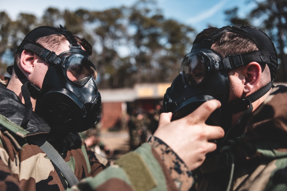 U.S. Marines with 2nd Marine Logistics Group Conduct Gas Chamber Training