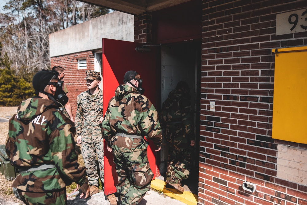 U.S. Marines with 2nd Marine Logistics Group Conduct Gas Chamber Training