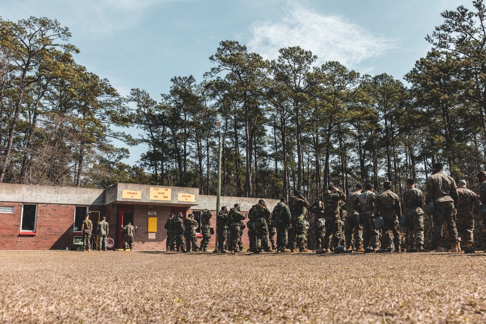 U.S. Marines with 2nd Marine Logistics Group Conduct Gas Chamber Training