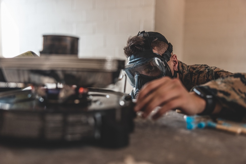 U.S. Marines with 2nd Marine Logistics Group Conduct Gas Chamber Training