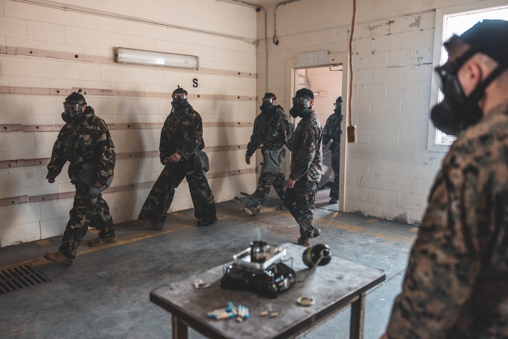 U.S. Marines with 2nd Marine Logistics Group Conduct Gas Chamber Training