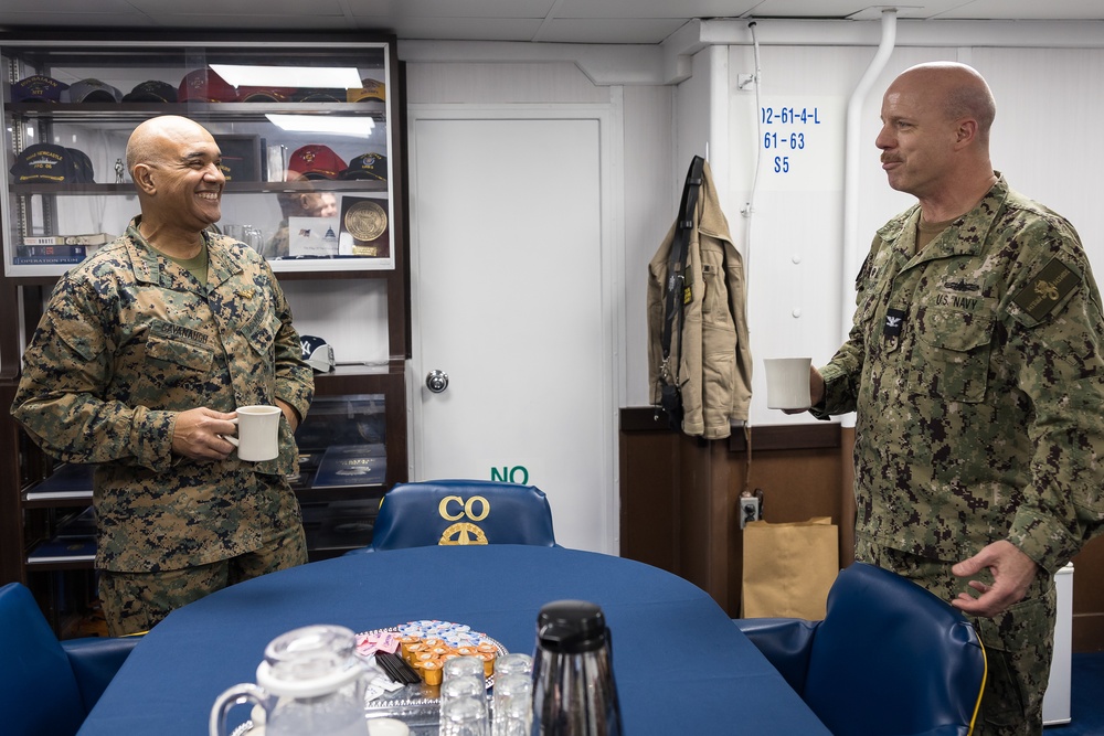 Lt. Gen. Cavanaugh Visits USS Bataan