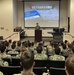 Gen. Jacqueline Van Ovost talks with Old Dominion University ROTC cadets and midshipmen