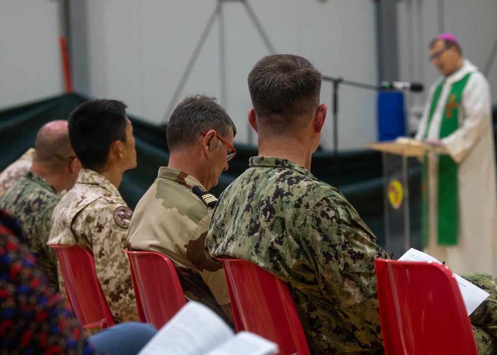 Combined Joint Task Force – Horn of Africa Service Members attend a mass hosted by the Italians