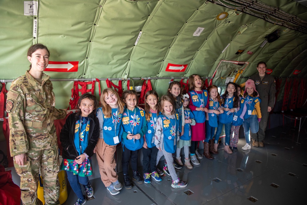 Girl Scouts tour KC-135