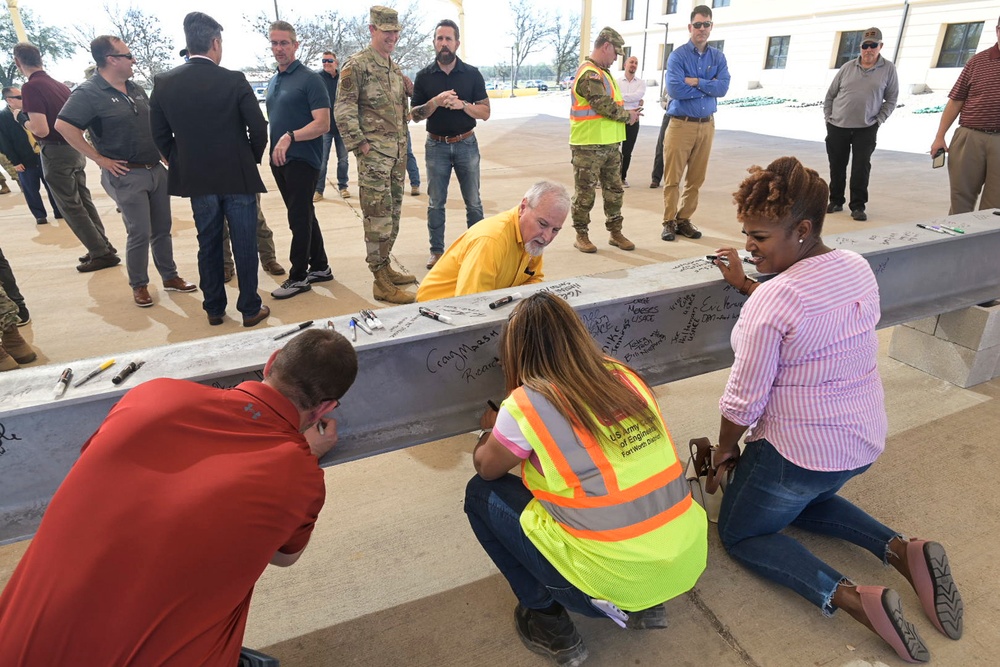 SWTW Aquatics Center beam signing at Lackland AFB