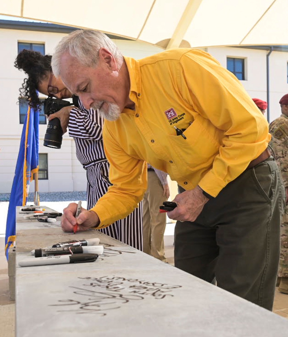 SWTW Aquatics Center beam signing at Lackland AFB