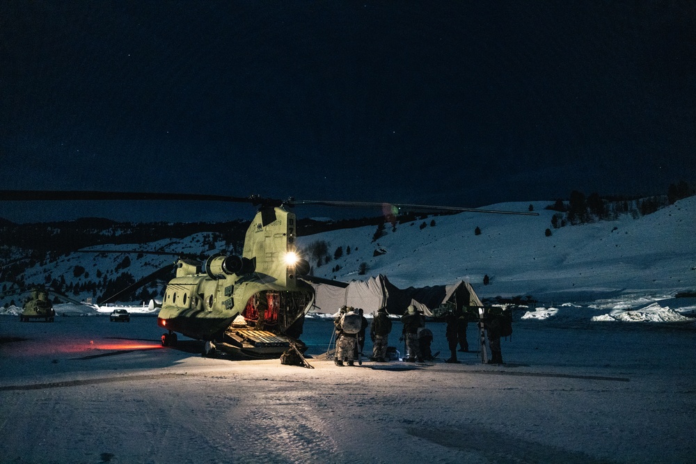 U.S. Army Rangers participate in Marine Corps Mountain Warfare Training Exercise 2-23