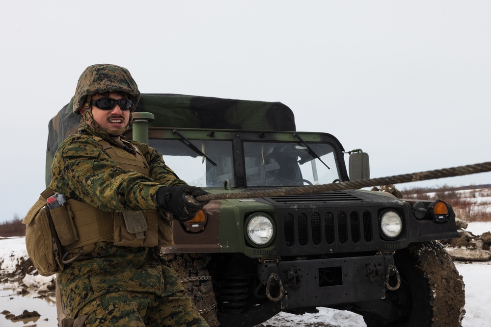 U.S. Marines with 2nd Landing Support Battalion Conduct  a Vehicle Recovery Exercise in Fort Drum