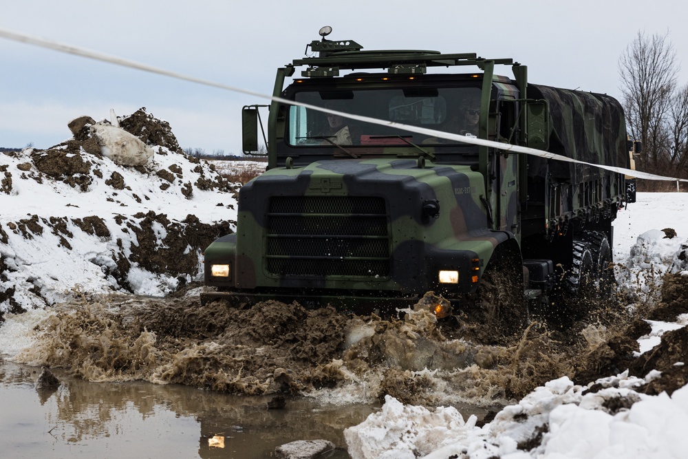 U.S. Marines with 2nd Landing Support Battalion Conduct  a Vehicle Recovery Exercise in Fort Drum