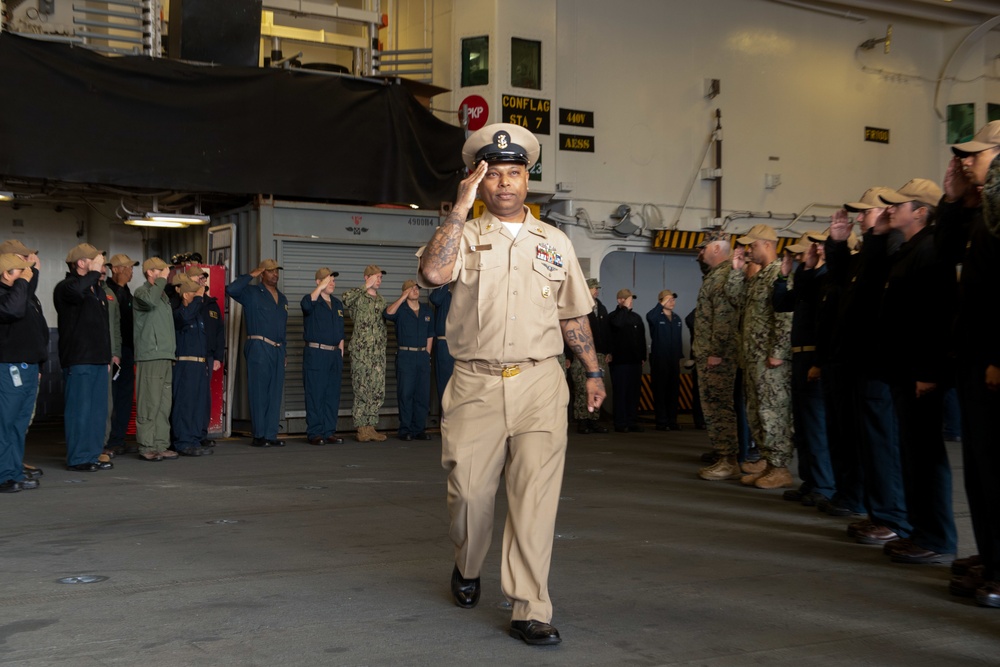 USS Boxer Command Master Chief Departs