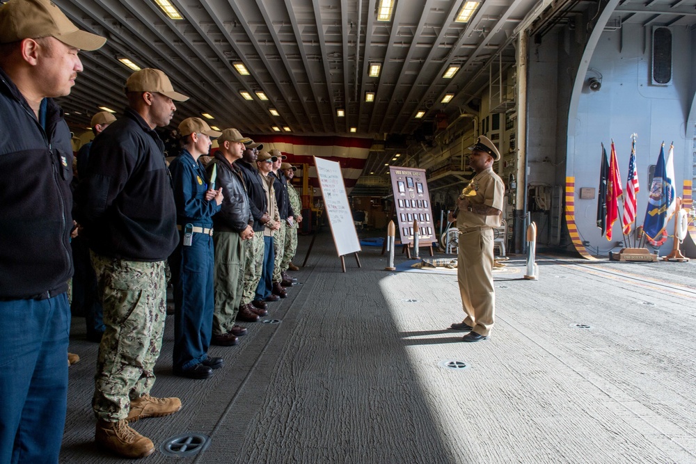 USS Boxer Command Master Chief Departs