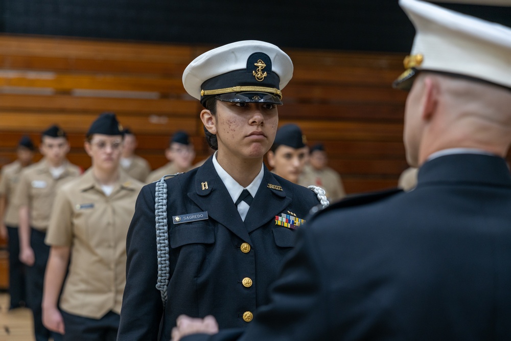 U.S. Marines with MWHS-2 inspect and engage with NJROTC cadets