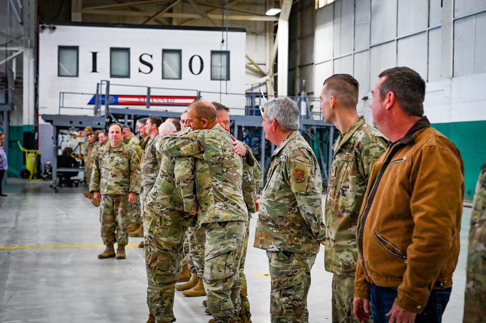 165th Maintenance Group commander final salute reception line