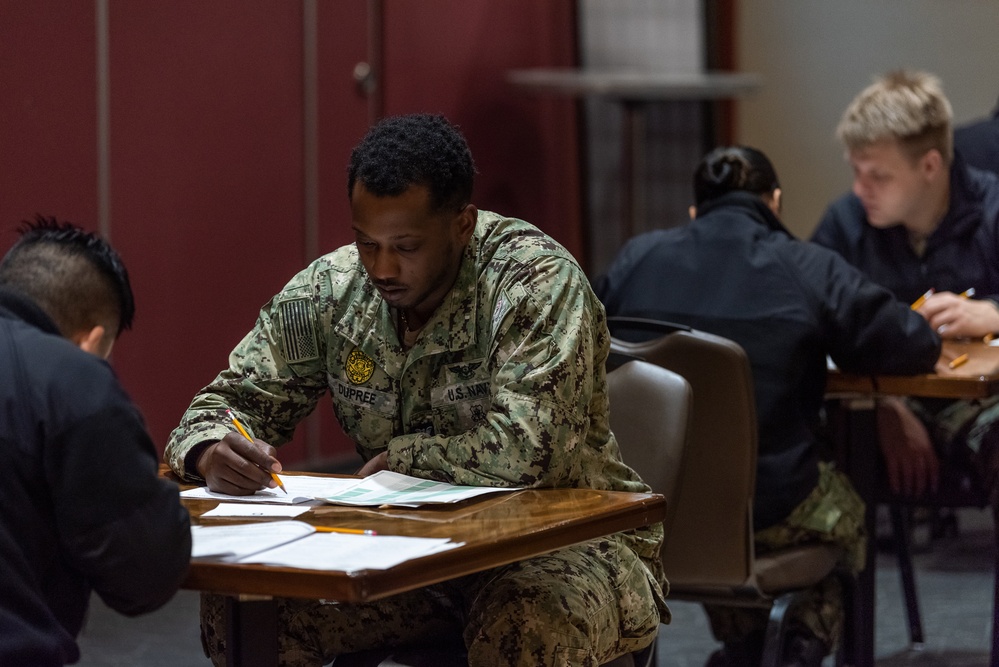 NAF Atsugi Sailors participate in the E-6 Navy-Wide Advancement Exam