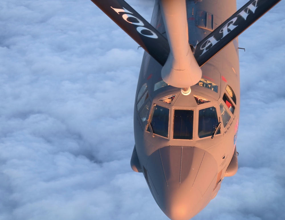 Royal Air Force Mildenhall KC-135s Stratotanker refuels B-52Hs Stratofortress