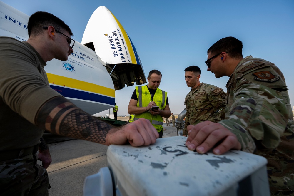 Ukraine Antonov AN-124 Ruslan delivers 101 tons of humanitarian cargo to Incirlik Air Base