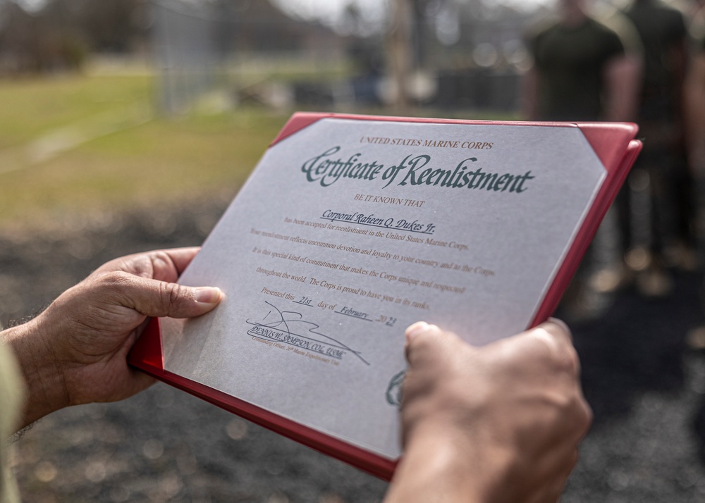 Cpl. Dukes Reenlistment Ceremony