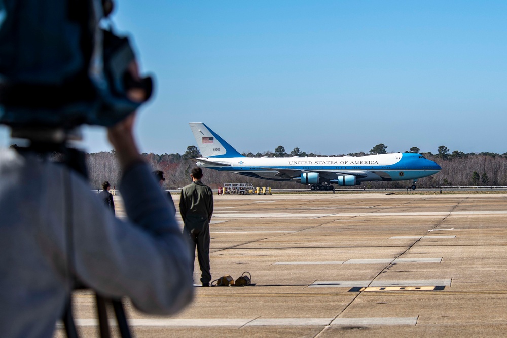 President Joe Biden Arrives Onboard Naval Air Station Oceana