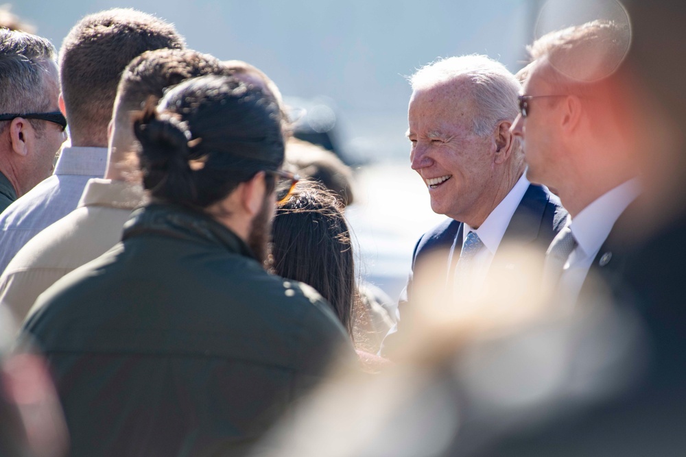 President Joe Biden Arrives Onboard Naval Air Station Oceana