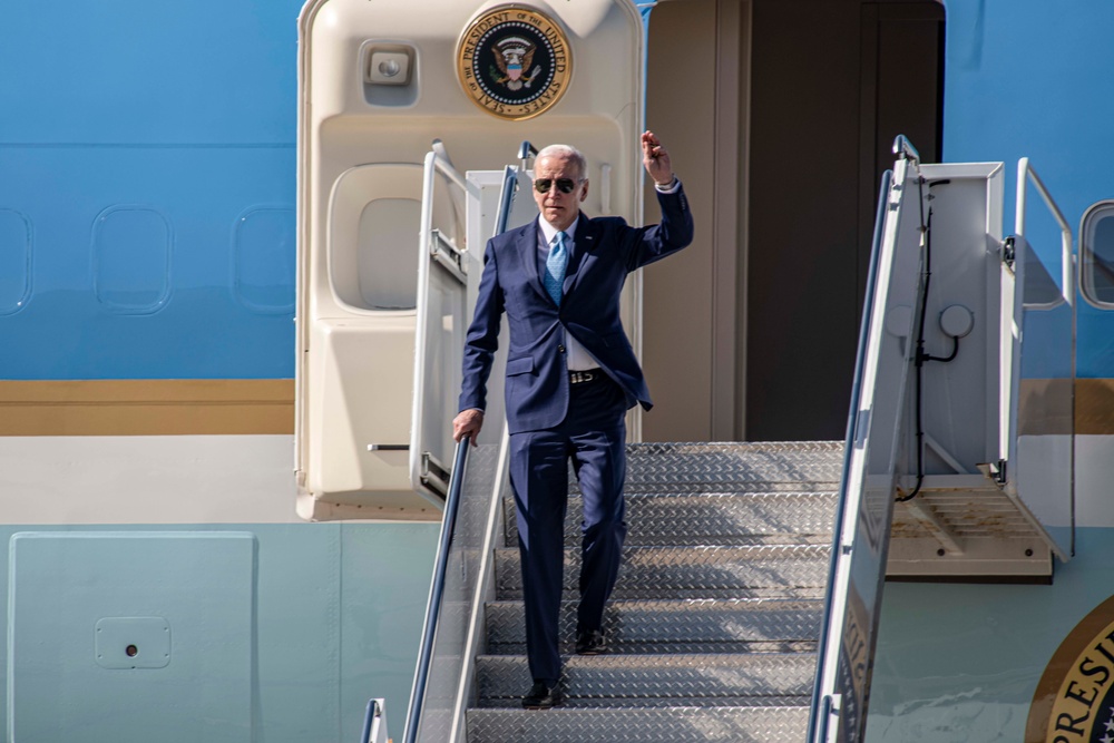 President Joe Biden Arrives Onboard Naval Air Station Oceana