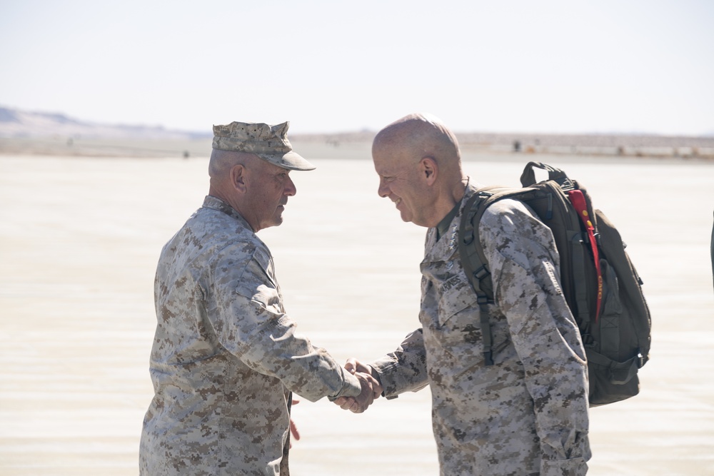 Commandant, Sergeant Major of the Marine Corps arrive at MCAGCC