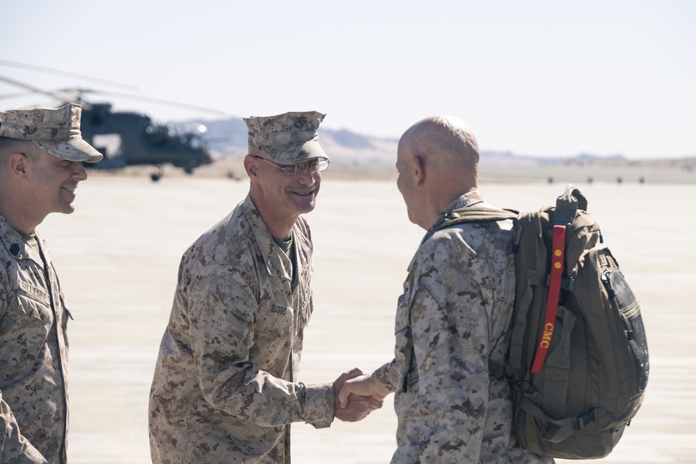 Commandant, Sergeant Major of the Marine Corps arrive at MCAGCC