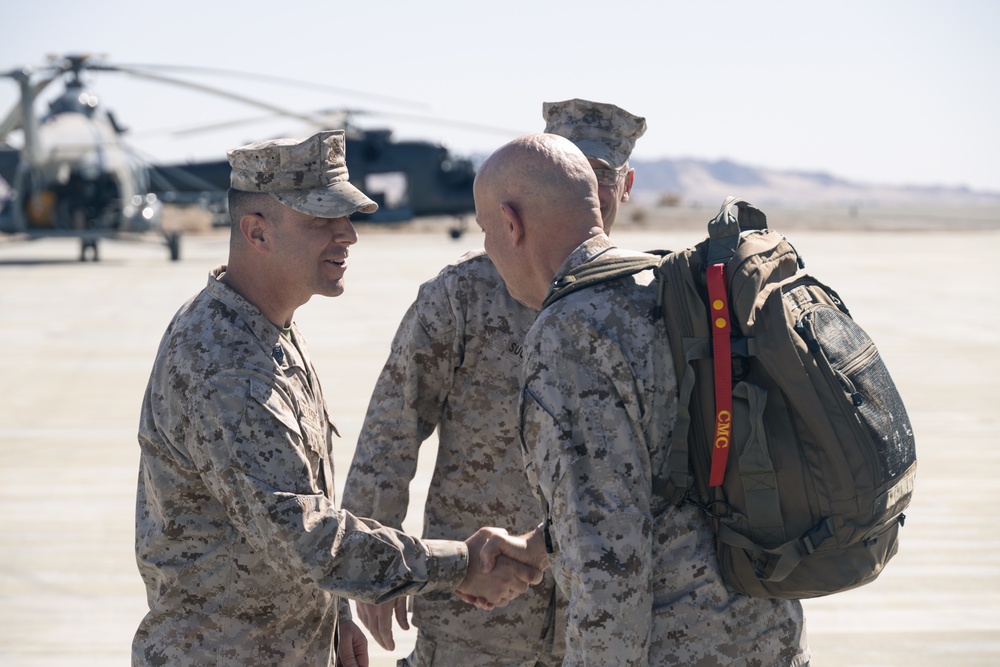 Commandant, Sergeant Major of the Marine Corps arrive at MCAGCC