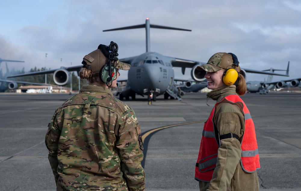 62d AW launches into Women’s History Month with all-female flight