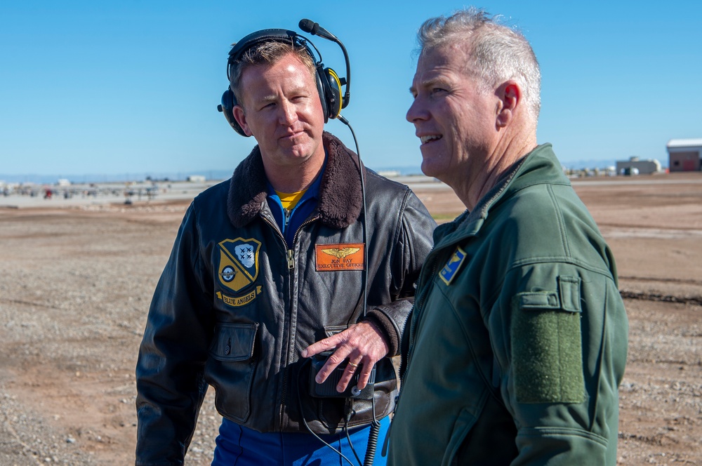 Chief of Naval Air Training, Rear Adm. Rich Brophy, and Blue Angels Executive Officer, Cmdr. Jonathan Fay