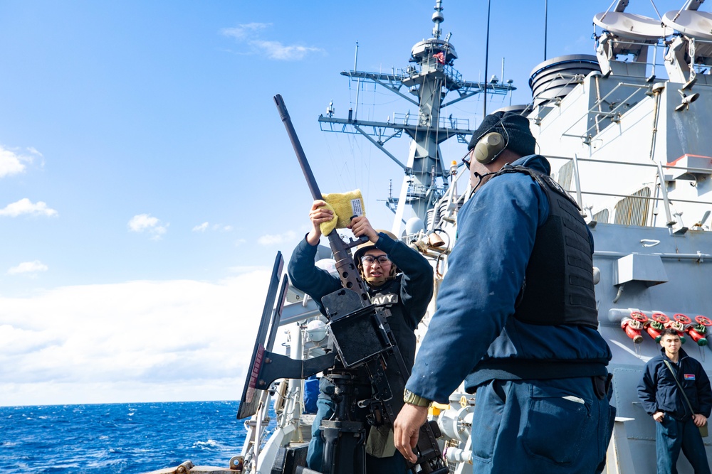 USS Benfold Conducts 50-caliber Gun Shoot while Underway